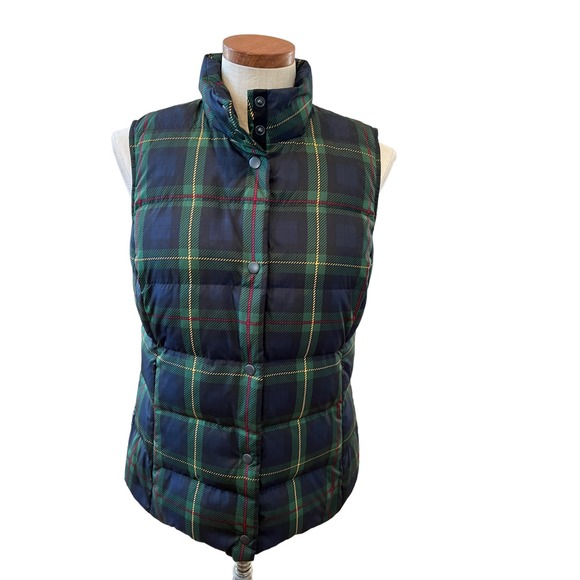 J. Jill Jackets & Blazers - J Jill Down quilted Puffer Vest Blue Tartan Plaid Print S